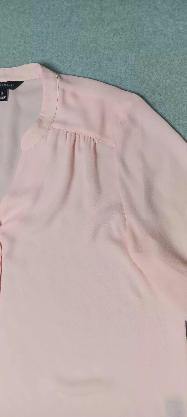 Investments Georgette Ruffled Sleeves Blouse Womens XL Blush Pink Semi Sheer - Picture 4 of 12